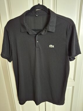 Men’s Black Textured Short-Sleeve Polo